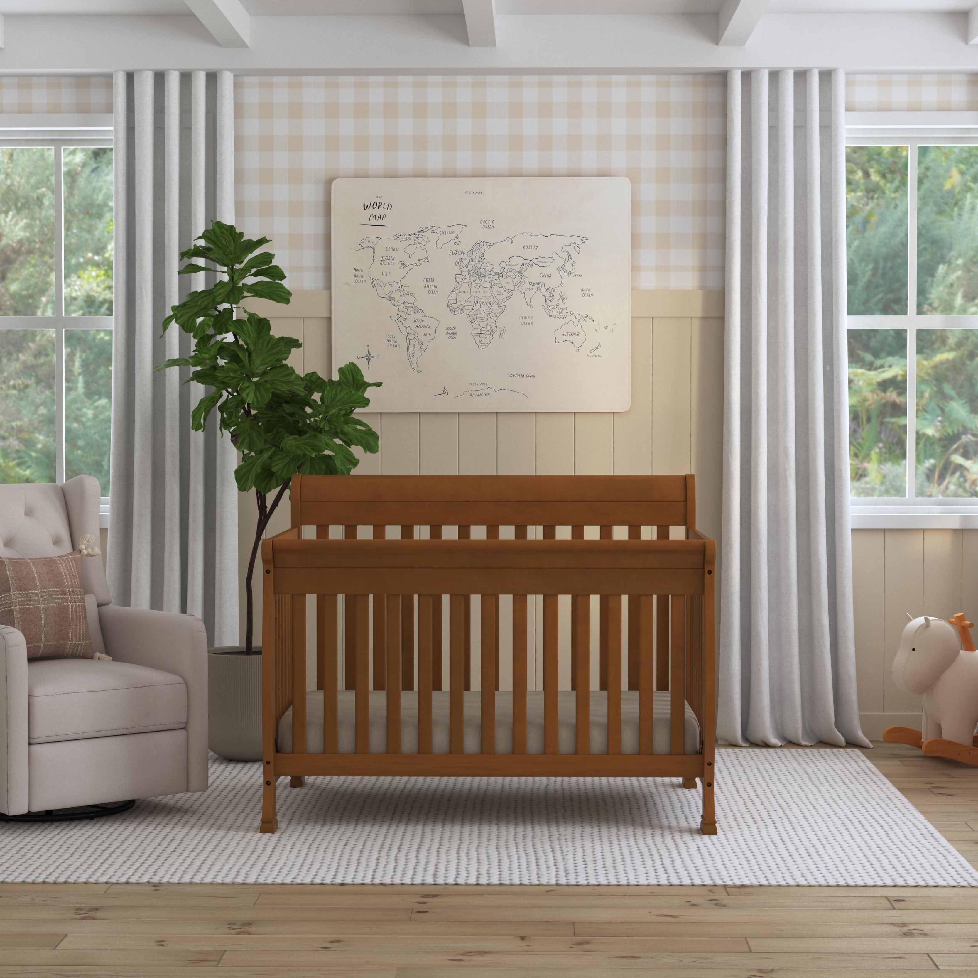 Veltrion Heirloom Convertible Baby Crib, Solid European Beechwood, Full-Size Standard Nursery Crib with Gentle Curves view 2