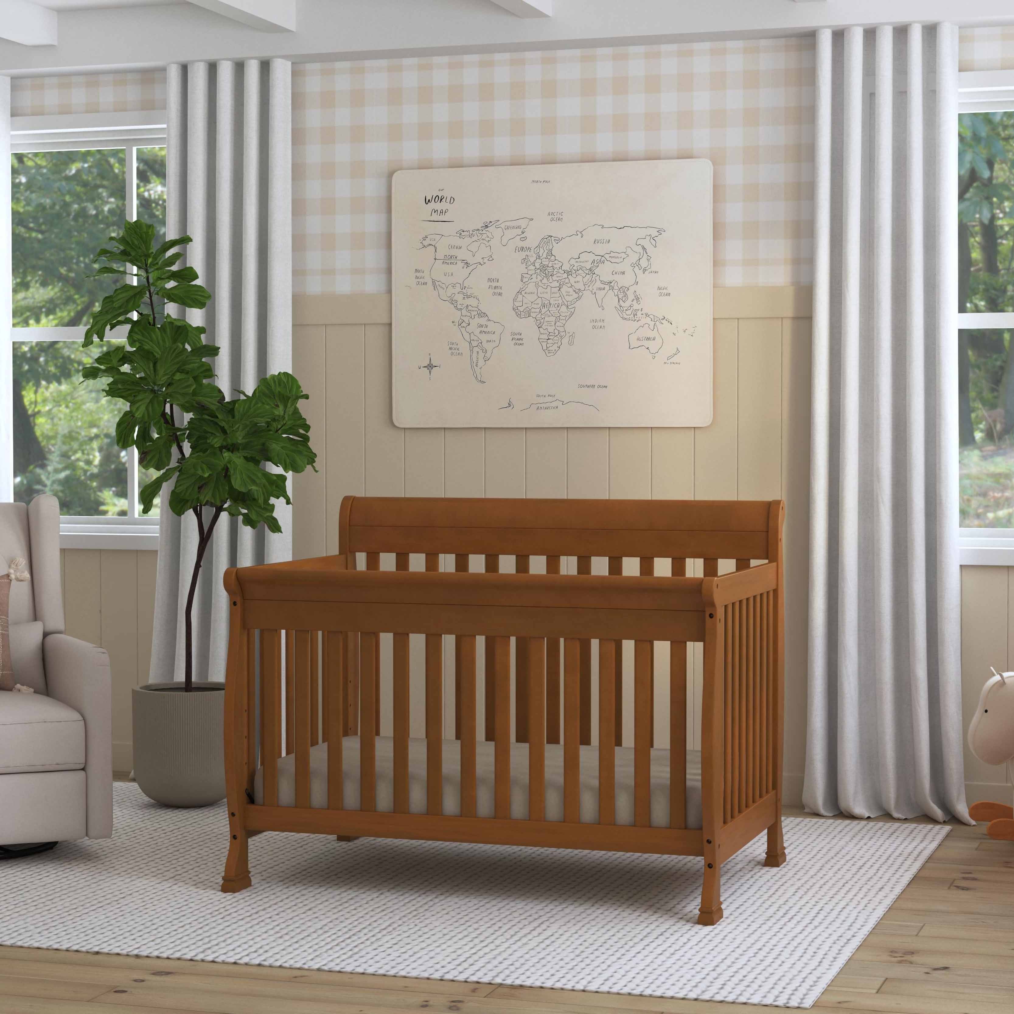 Veltrion Heirloom Convertible Baby Crib, Solid European Beechwood, Full-Size Standard Nursery Crib with Gentle Curves view 3