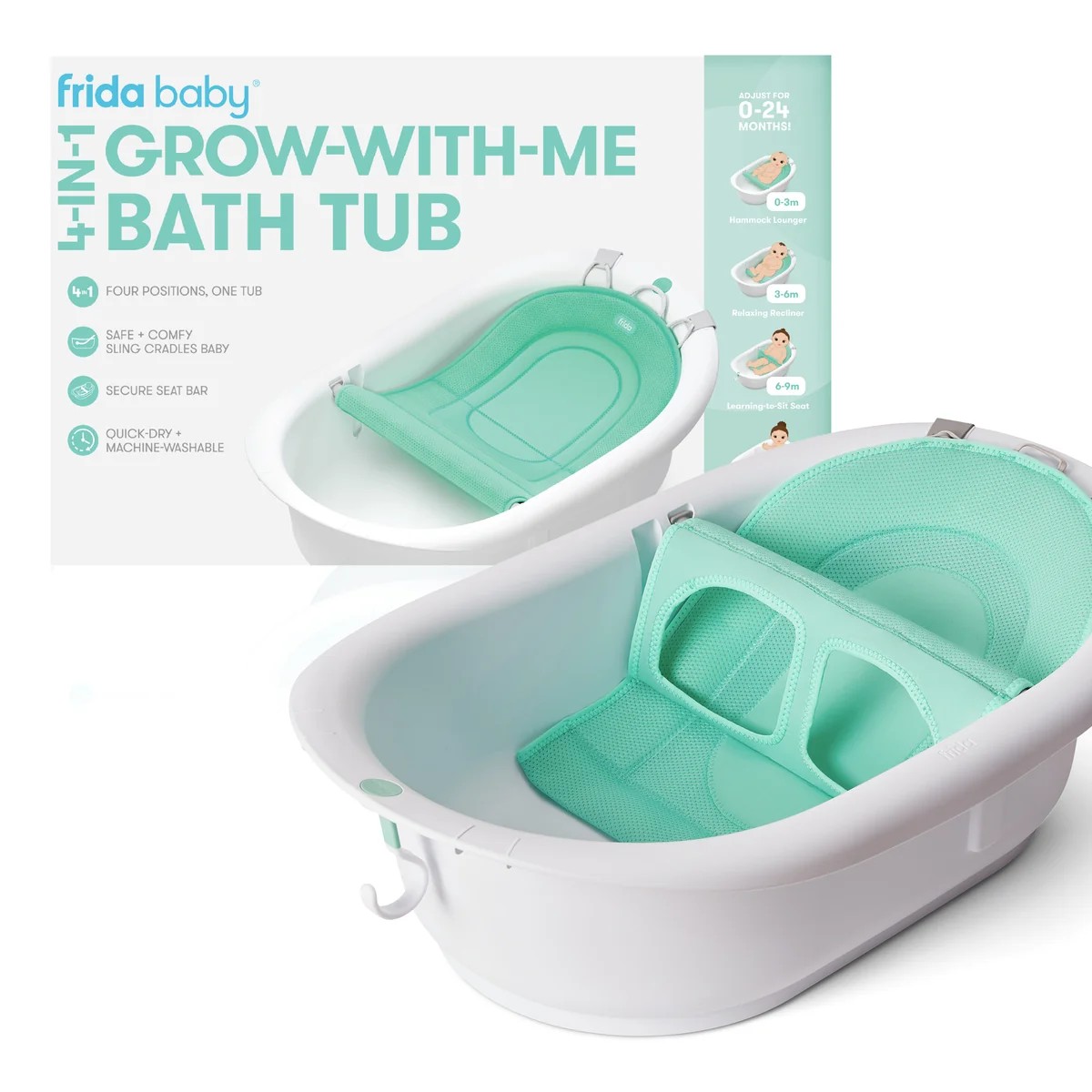 Veltrion 4-in-1 Grow-With-Me Baby Bathtub, Convertible Infant to Toddler Bath Tub with Support Seat, Newborn Essentials